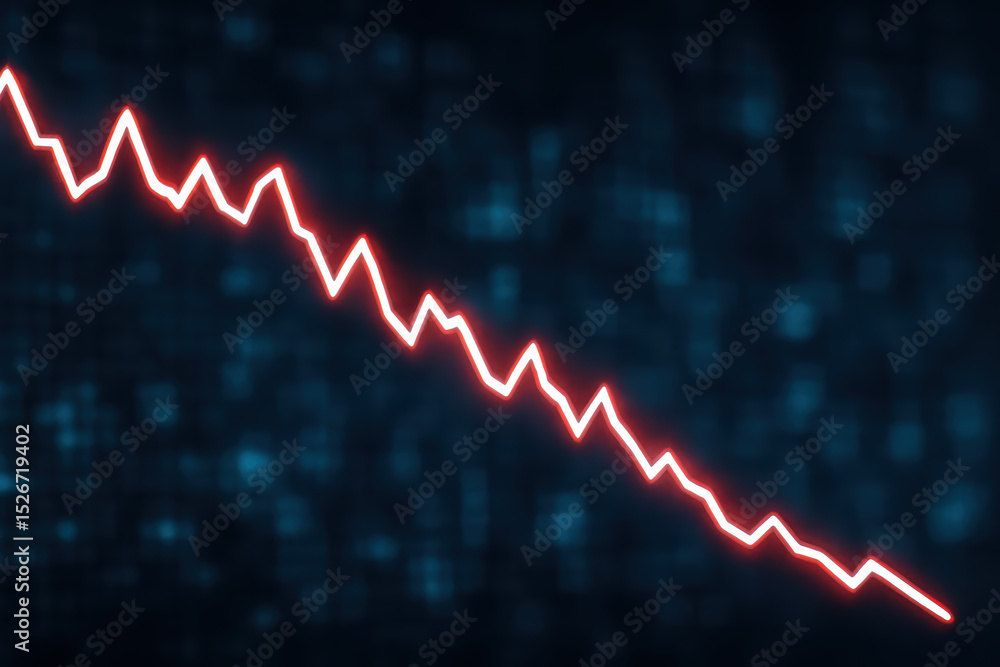 Aufkleber a sharp decline in value is represented by a jagged white glowing subtly red illustrating a downward