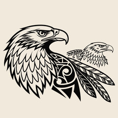 Obraz premium Eagle logo and tattoo silhouette design