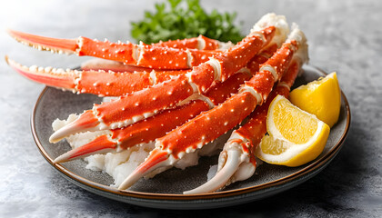 butter crab legs in plate isolated on transparent background