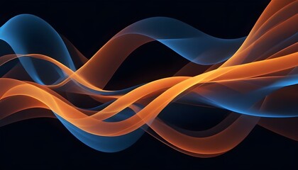 Vibrant abstract artwork featuring graceful flowing orange and blue waves.