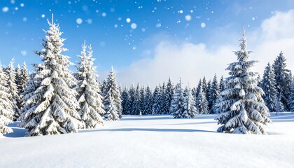 Fototapeta premium Snowy Winter Forest Landscape.