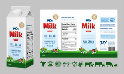 Vector milk carton packaging design