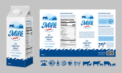 Vector milk carton packaging design