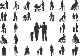 Architectural Human Silhouettes Vector Set - People for Elevation & Section Drawings