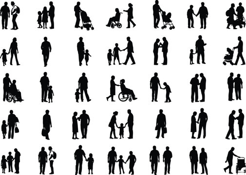 Architectural Human Silhouettes Vector Set - People for Elevation & Section Drawings
