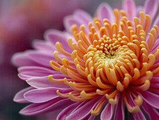 "Vibrant Chrysanthemum Flower Close-up with Soft Focus Background for Nature and Floral Design Projects"