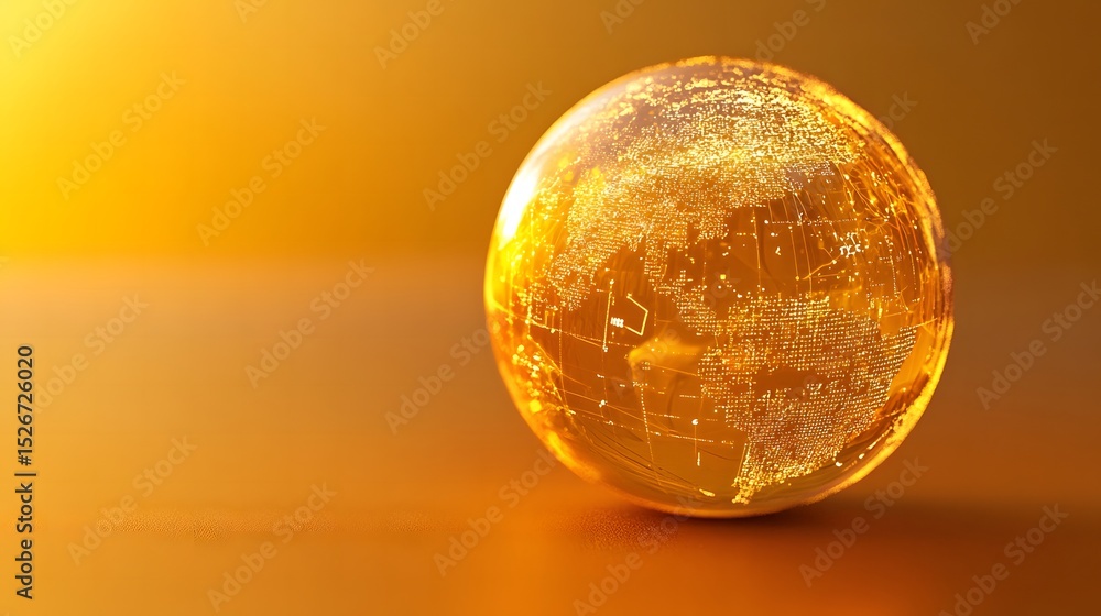 Poster close-up of a golden globe with digital overlay creating a luxurious and elegant representation of t