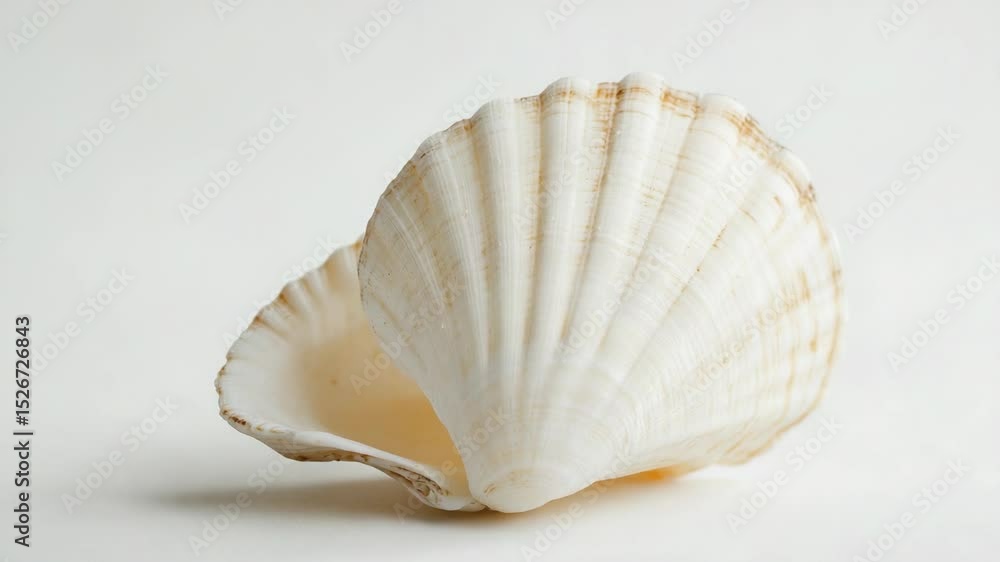 Aufkleber a close-up shot of a shell on a white surface, great for use as a background or decorative element.