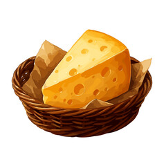 European Cheese Slice with Wrapping in Basket