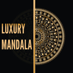 Luxury Golden Mandala Ornament on Black Background