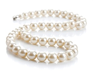 Pearl necklace on white background