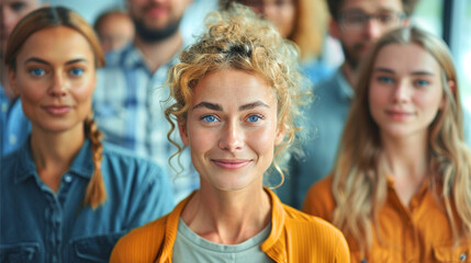 Fototapeta premium Bright energy radiates from a group of diverse individuals engaged in a moment of connection and unity at a workshop