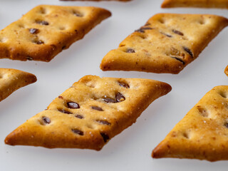 low-calorie sugar-free cracker on a white background