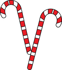 Fototapeta premium Two Candy Canes with Red and White Stripes on a White Background