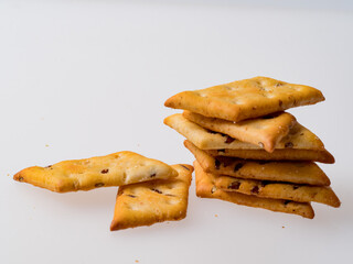 low-calorie sugar-free cracker on a white background