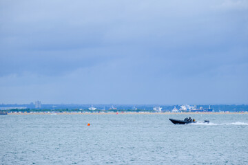 A fast rib in the Solent, on the South Coast of England in poor weather