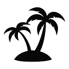 Twin palm tree silhouette: Symbolizing a tropical island paradise