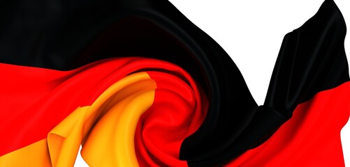 High-quality photo of a German flag swirling, perfect for backgrounds or patriotic projects.