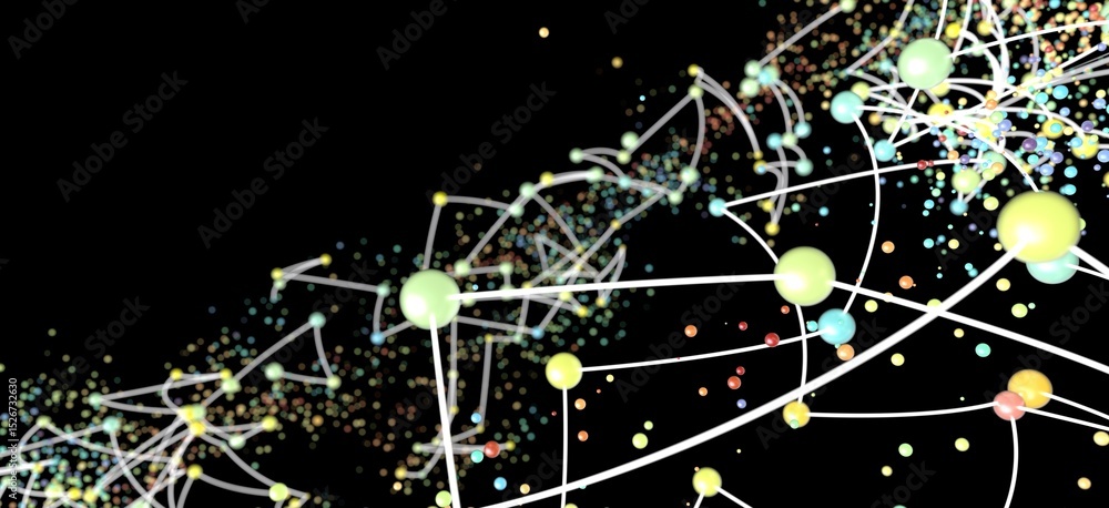 Aufkleber stock photo of a vibrant network, showcasing interconnected nodes and lines. ideal for technology, c