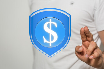 Safeguarding your money.  Financial security and protection concept.