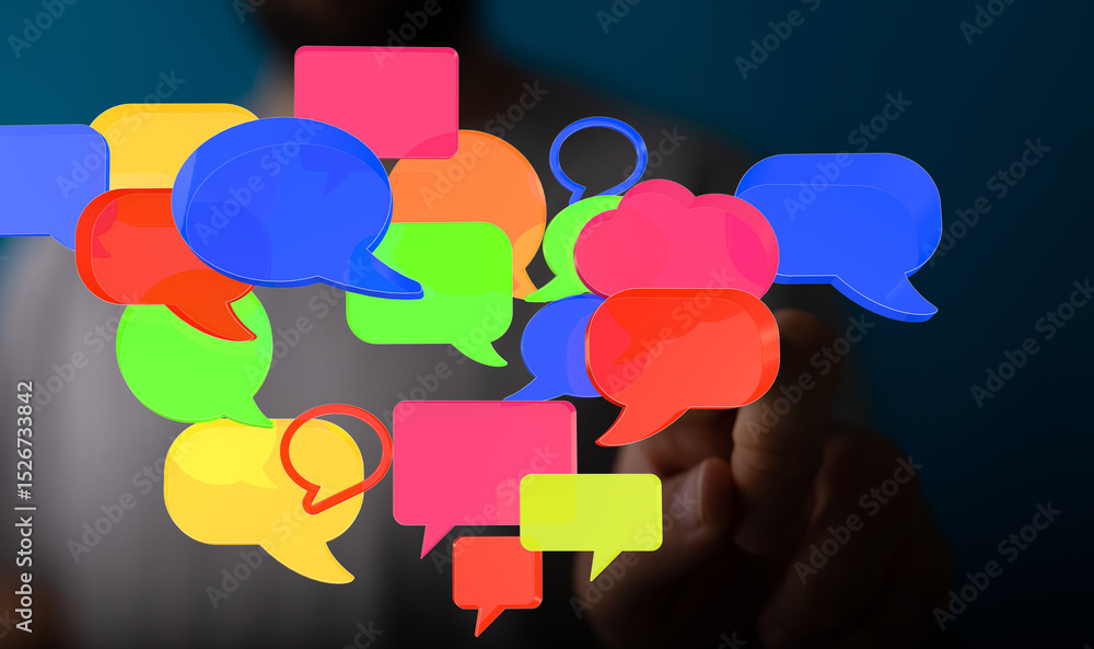 Aufkleber Abstract image of colorful speech bubbles, ideal for communication, social media, and networking concepts.