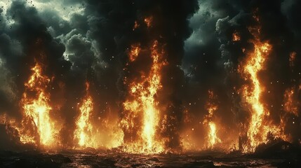 Naklejka premium Apocalyptic Inferno: Fiery Destruction