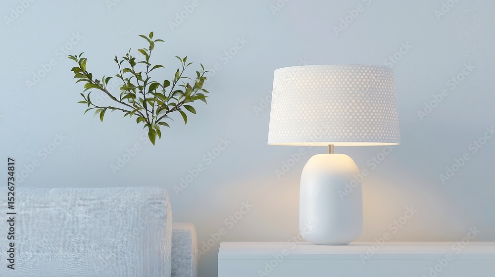 Aufkleber charming polka dot lampshade, a neutral palette design enhancing ambiance, effortlessly complementin