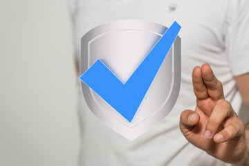 Digital security, data protection, safety, privacy, secure, verified, shield, checkmark, trust,...