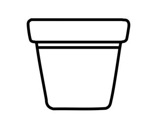 Black outline of a plant pot on white background, graphic illustration. concept of gardening, planter, home decor, icon, logo, design element, minimalist art, flower pot