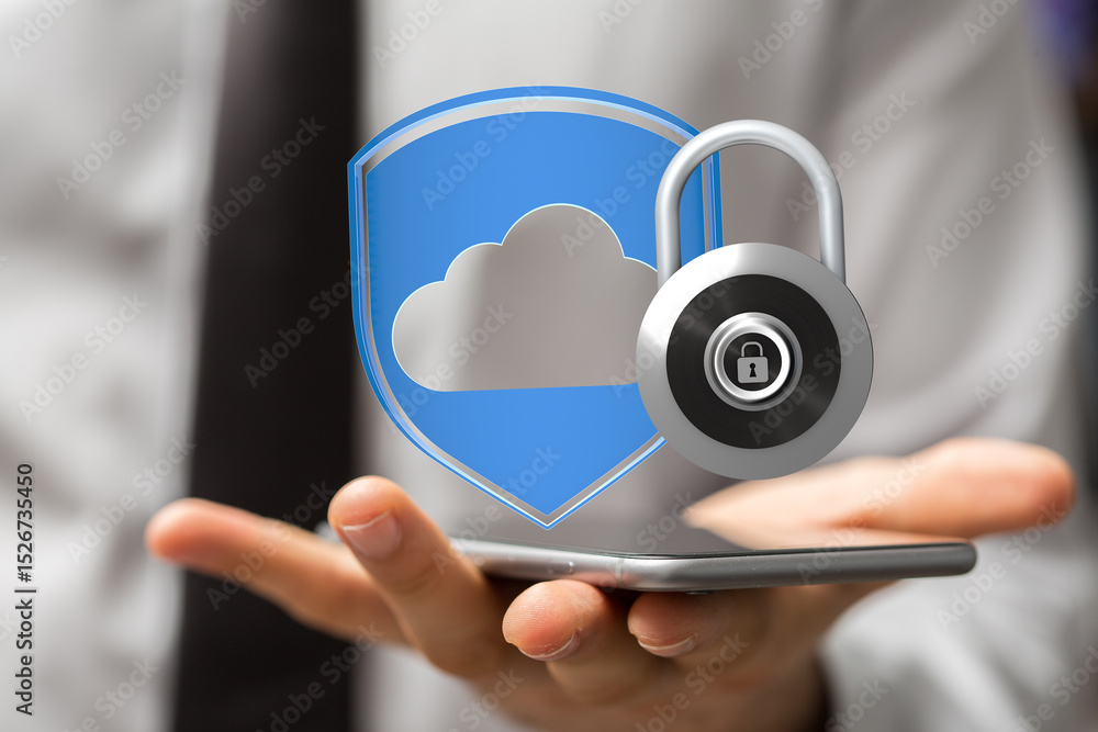 Poster Safeguard your cloud data with robust mobile security.  Protect sensitive information.