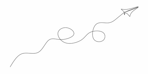 Continuous line paper plane airplane vector illustration