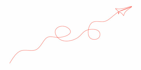 Continuous line paper plane airplane vector illustration