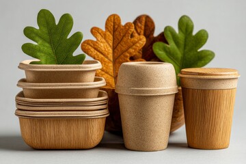 Natural Oak Leaf Decorations with Eco-Friendly Containers