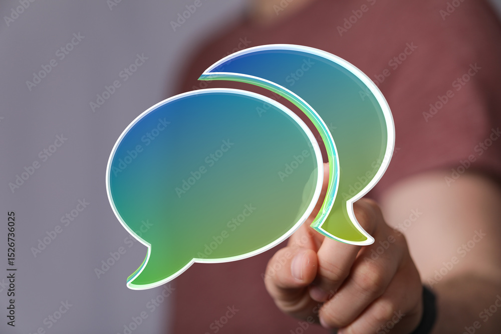 Poster abstract image of two speech bubbles. concept of communication, dialogue, conversation.