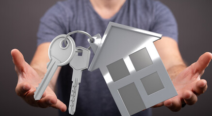 Real estate concept.  New home ownership. Keys to success.