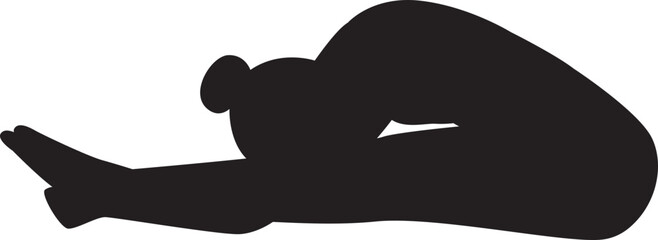 yoga poses black shadow flat illustration design