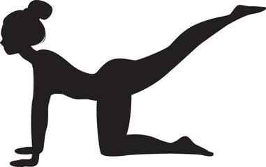 yoga poses black shadow flat illustration design