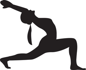 yoga poses black shadow flat illustration design