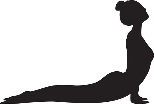 yoga poses black shadow flat illustration design