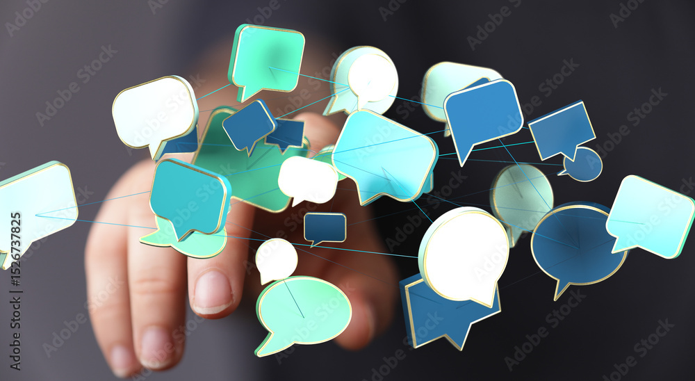 Leinwandbilder abstract image of interconnected speech bubbles, representing global communication and networking.