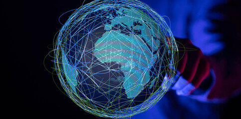 Abstract image of a digital globe with network connections.  Perfect for technology, global...