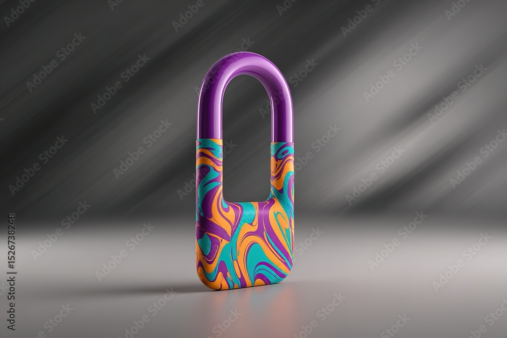 Poster colorful abstract padlock showcasing modern design and artistic flair in a minimalistic setting
