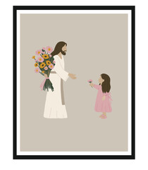  Christian Jesus Poster, Religion Hand Drawn Art, Bible Wall decor, God's plan