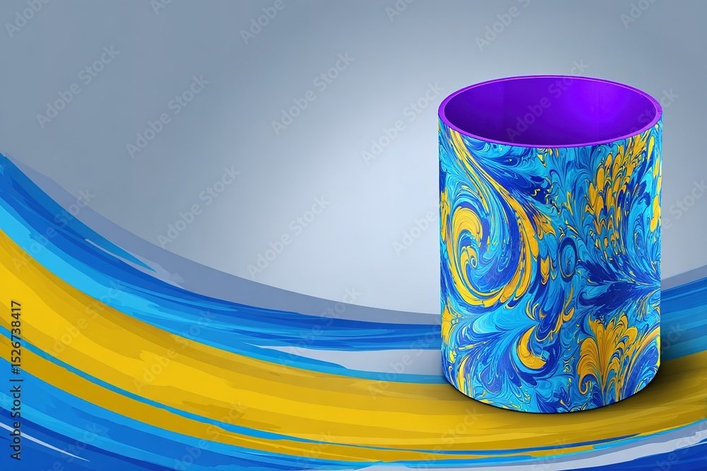 Poster colorful artistic container on a smooth gradient background showcasing vibrant swirling patterns in 