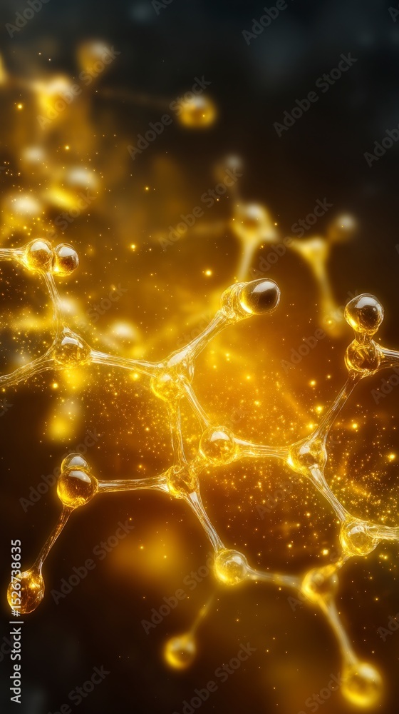 Poster golden molecule structure abstract science background