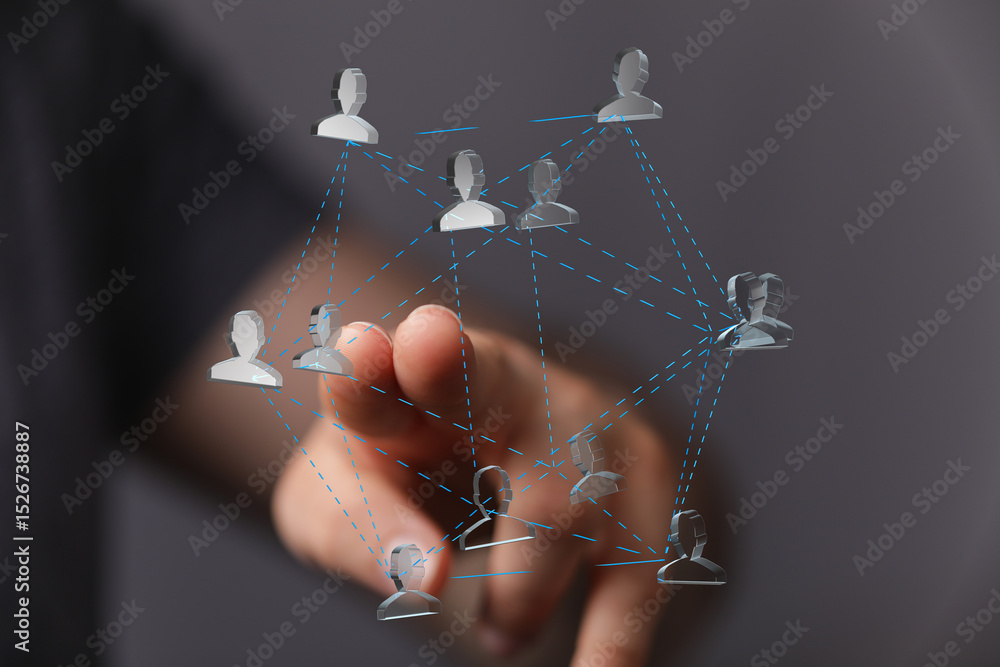 Aufkleber Visual representation of a global network, showing interconnected people and communication.