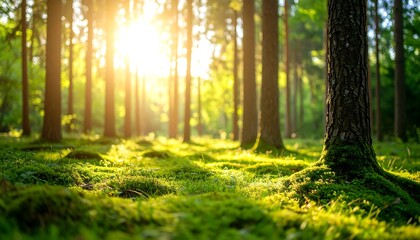 Sunlit Forest Mossy Ground.