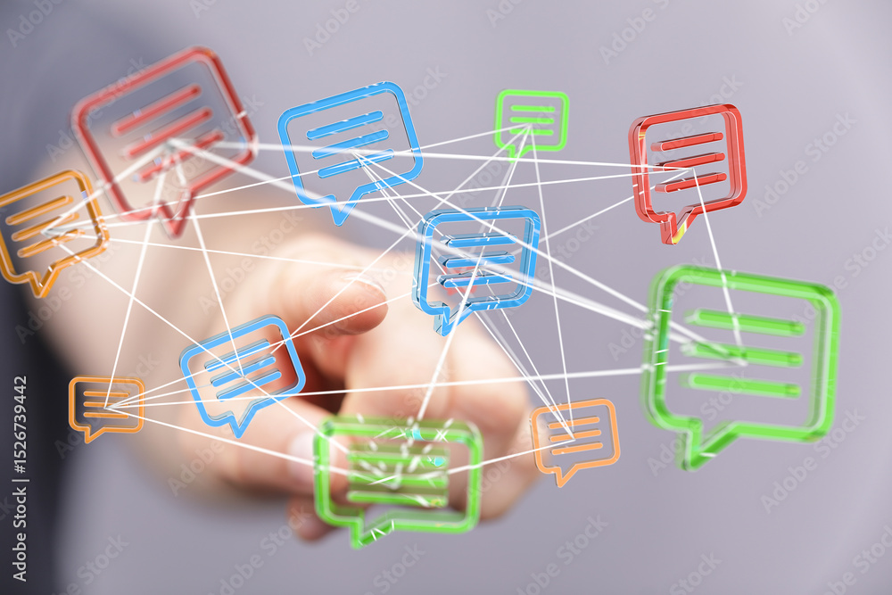 Leinwandbilder Abstract image of interconnected messages, symbolizing global communication and networking.