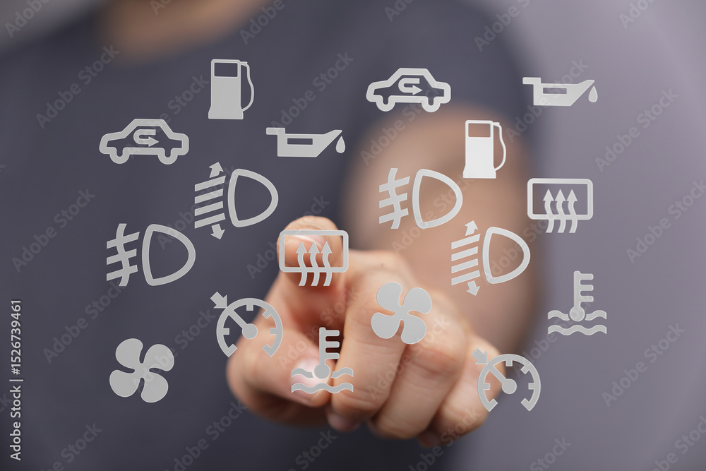 Poster Learn to identify and understand common car dashboard warning lights.  Avoid costly repairs with this helpful guide.