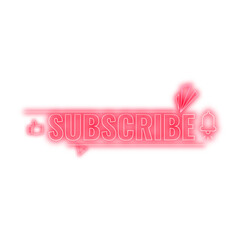 Neon Subscribe logo with red colour | Glowing subscribe icon sign sticker png | Transparent Subscribe Image